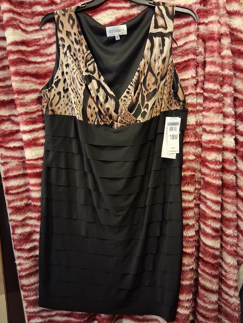 Studio 17 Black Dress with Leopard Print Bodice
